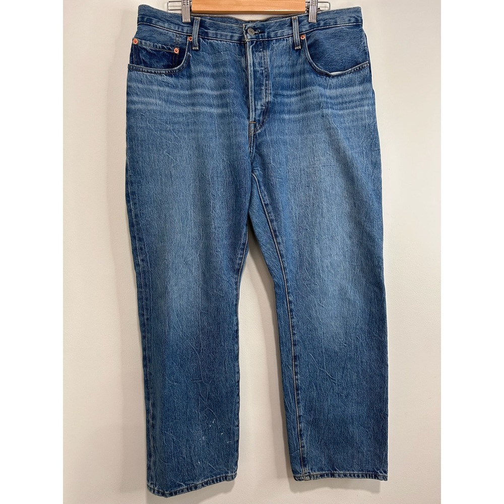 Levis 501 90s Mens Medium Wash Blue Straight Leg Button Fly Jeans W32 L30